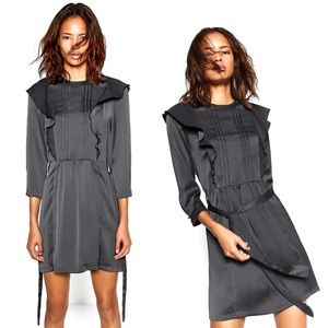 Zara•Frilled Satin dress